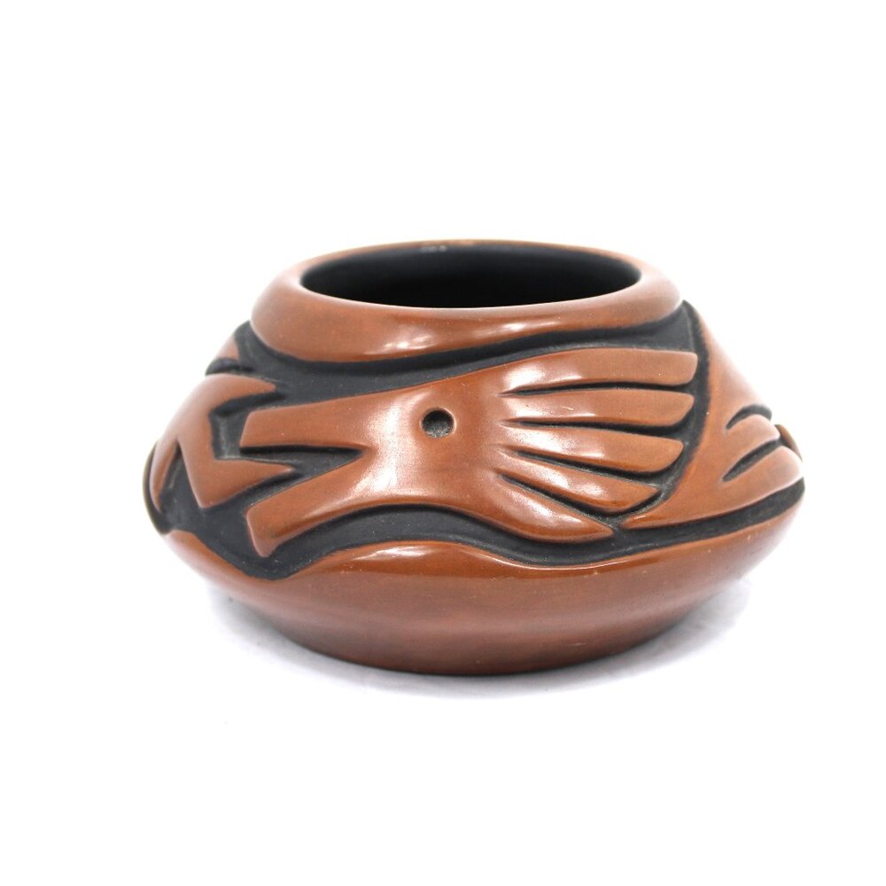 Jemez Pueblo Pottery Avanyu Water Serpent Bowl Carol Grace Loretto Artist Signed